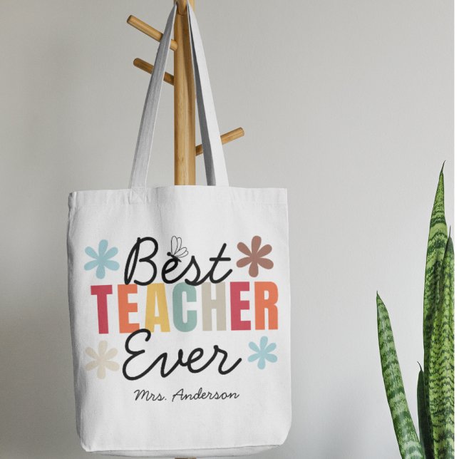 Thank You Best Teacher Ever Gift Flowers  Tote Bag (Creator Uploaded)