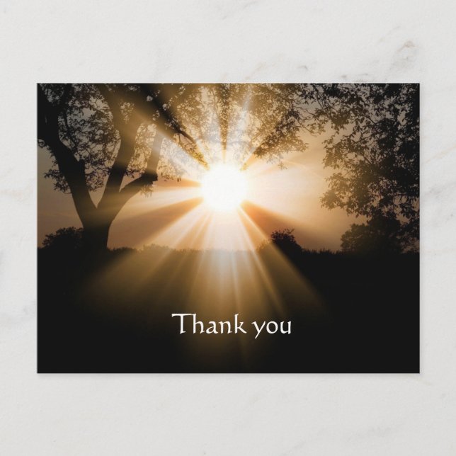 Thank you Bible Scripture Sunrise Breaking Scenery Postcard (Front)