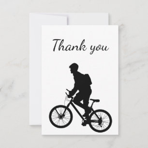 Thank You Bike Biking Cycling Biker Silhouette Card