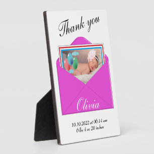 Thank you Birth Announcement photo Plaque