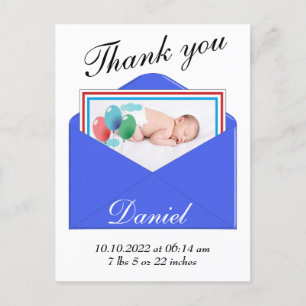 Thank you Birth Announcement photo postcard