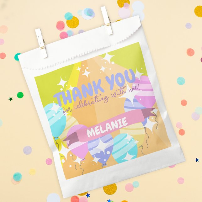 Thank You Birthday Colourful Balloons Sparkles Favour Bags (Creator Uploaded)