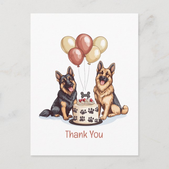 Thank You Birthday German Shepherd Dogs Postcard (Front)