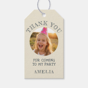 Thank you Birthday Girl Boy Photo Favor Gift Tags