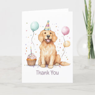 Thank You Birthday Golden Retriever Dog Card