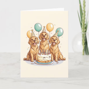 Thank You Birthday Golden Retriever Dogs Card