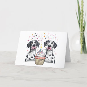 Thank You Birthday Great Dane Dogs Cupcake Card