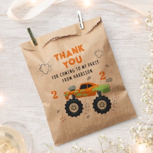 Thank You Birthday Modern Monster Car Trucks Name  Favour Bags