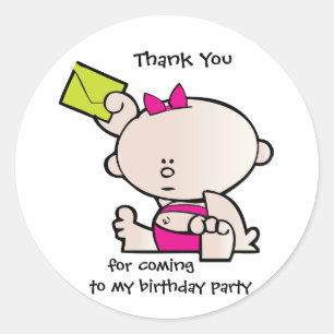 Thank You Birthday Party Gift Tag Sticker
