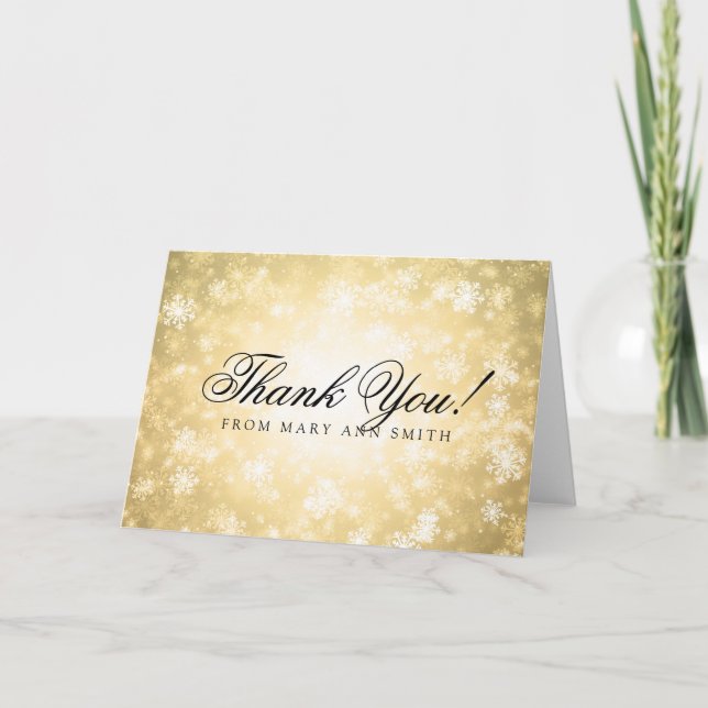 Thank you Birthday Party Gold Winter Wonderland Card (Front)