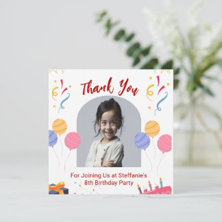 Thank You Birthday Party Personalise Card
