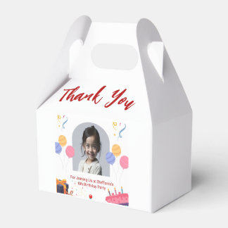 Thank You Birthday Party Personalise Card Favour Box