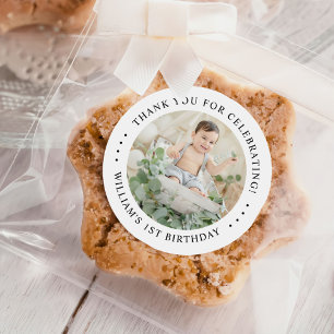Thank you Birthday Photo Classic Round Sticker