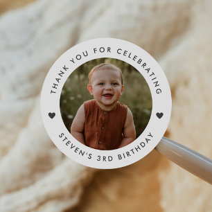 Thank you Birthday Photo Classic Round Sticker