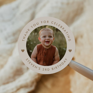 Thank you Birthday Photo Classic Round Sticker