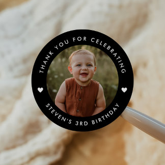 Thank you Birthday Photo Classic Round Sticker