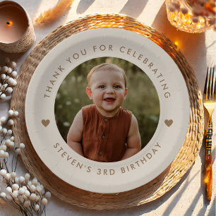 Thank you Birthday Photo Paper Plate