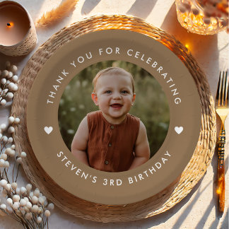 Thank you Birthday Photo Paper Plate