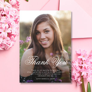 Thank You birthday photo script elegant Card