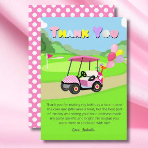Thank You Birthday Polka Dot Pink Girly Golf Card