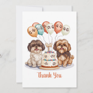 Thank You Birthday Shih Tzu Dogs Birthday Cake Card