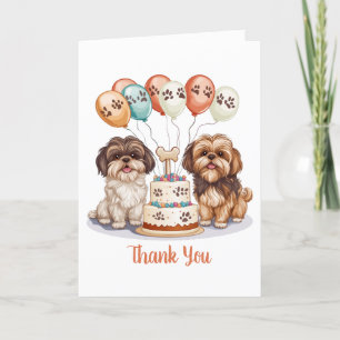 Thank You Birthday Shih Tzu Dogs Birthday Cake Card