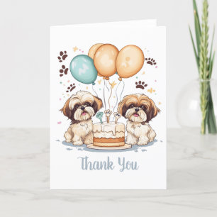 Thank You Birthday Shih Tzu Dogs Birthday Cake Card