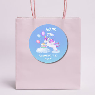 Thank You Birthday Unicorn with Cake Classic Round Sticker