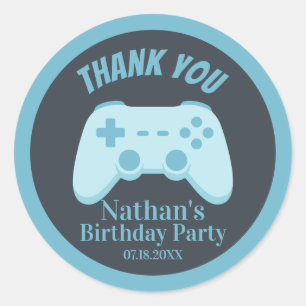 Thank You Birthday Video Game   Gaming Controller  Classic Round Sticker