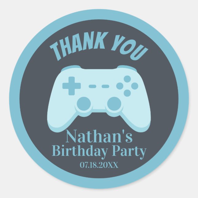 Thank You Birthday Video Game | Gaming Controller  Classic Round Sticker (Front)