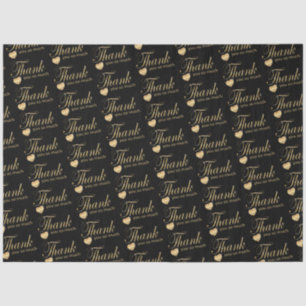 Thank You - Black and Gold Script Tissue Paper