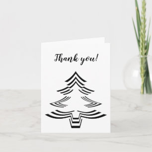Thank You Black and White Christmas Tree Pattern Card