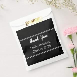 Thank You Black and White Class of 2025 Graduation Favour Bags