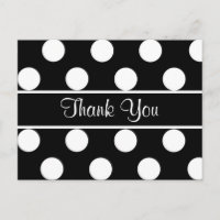 Thank You Black And White Polka Dot Postcard