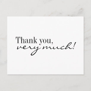 Thank you black and white postcard