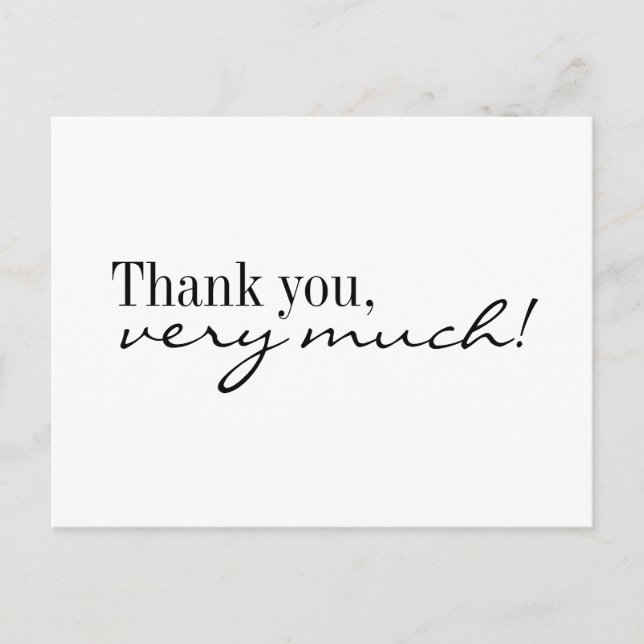 Thank you black and white postcard (Front)