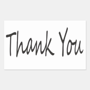Thank You Black And White Rectangular Sticker