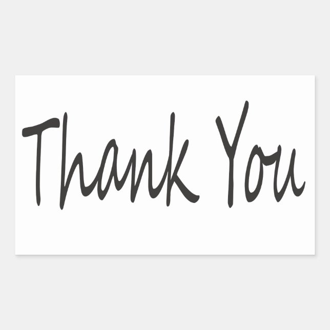 Thank You Black And White Rectangular Sticker (Front)