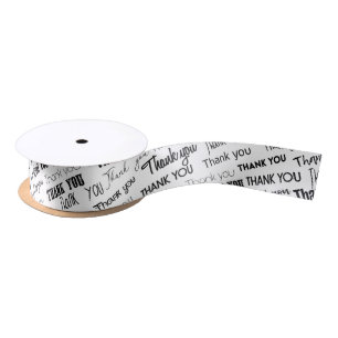 Thank you black and white  satin ribbon