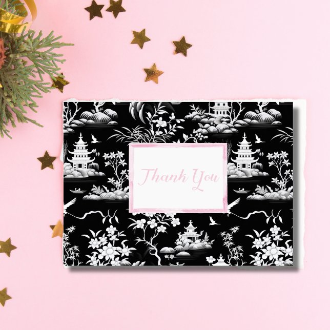 Thank You Black Chinoiserie Folded Card (Creator Uploaded)