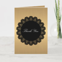 Thank You Black Circle Lace Golden Monogram