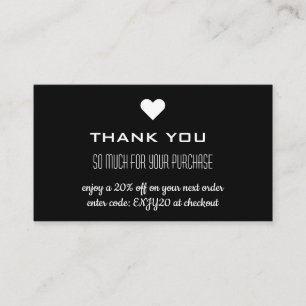 Thank You Black Discount Heart Business Card