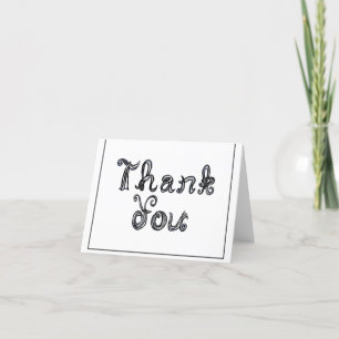 Thank you Black Fabric Font Line Art Card