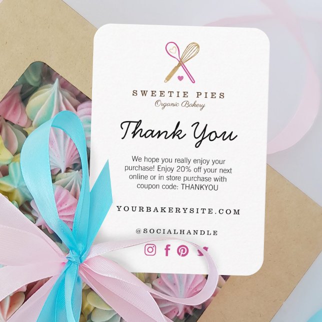Thank You Black & Gold Baking Utensil Bakery Enclosure Card (Creator Uploaded)