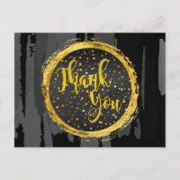 Thank You Black Gold Glitter Circle Abstract