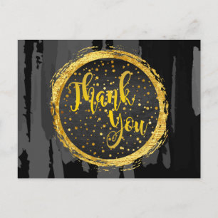 Thank You Black Gold Glitter Circle Abstract Postcard