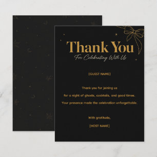 Thank You Black Gold Halloween Party Thank You Car Card