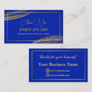 Thank You Black Gold Minimalist Handwritten Discount Card