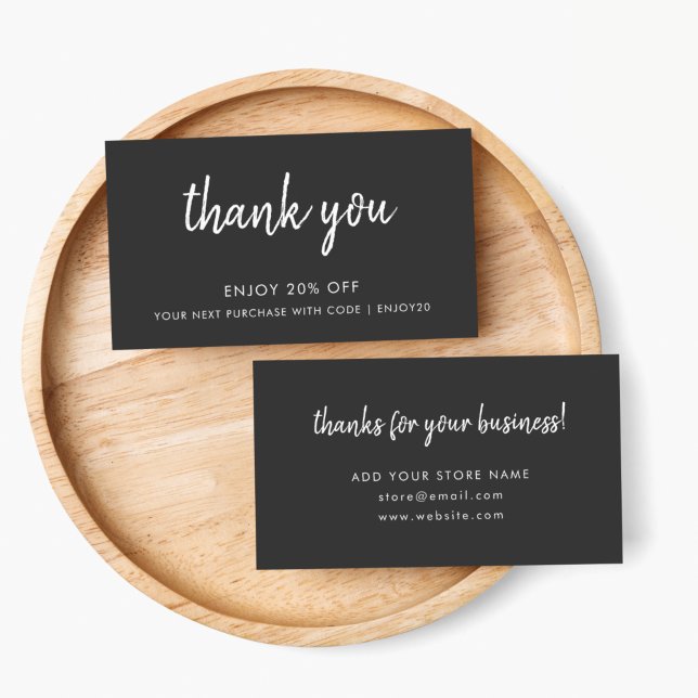 Thank You Black | Modern Minimalist Handwritten Discount Card (Creator Uploaded)