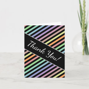 "Thank You!" + Black & Pastel Colour Lines Pattern Card